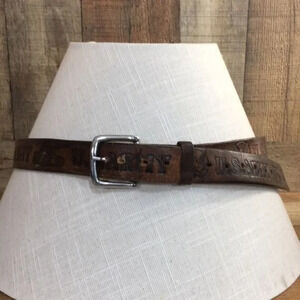 US Army Vintage Brown Leather Buckle‎ Belt Mens One Size